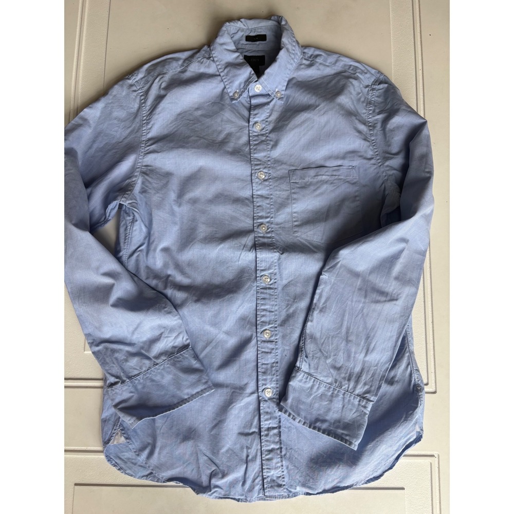J.Crew Mens Slim Fit Button Down Shirt Light Blue Cotton Long Sleeve Small